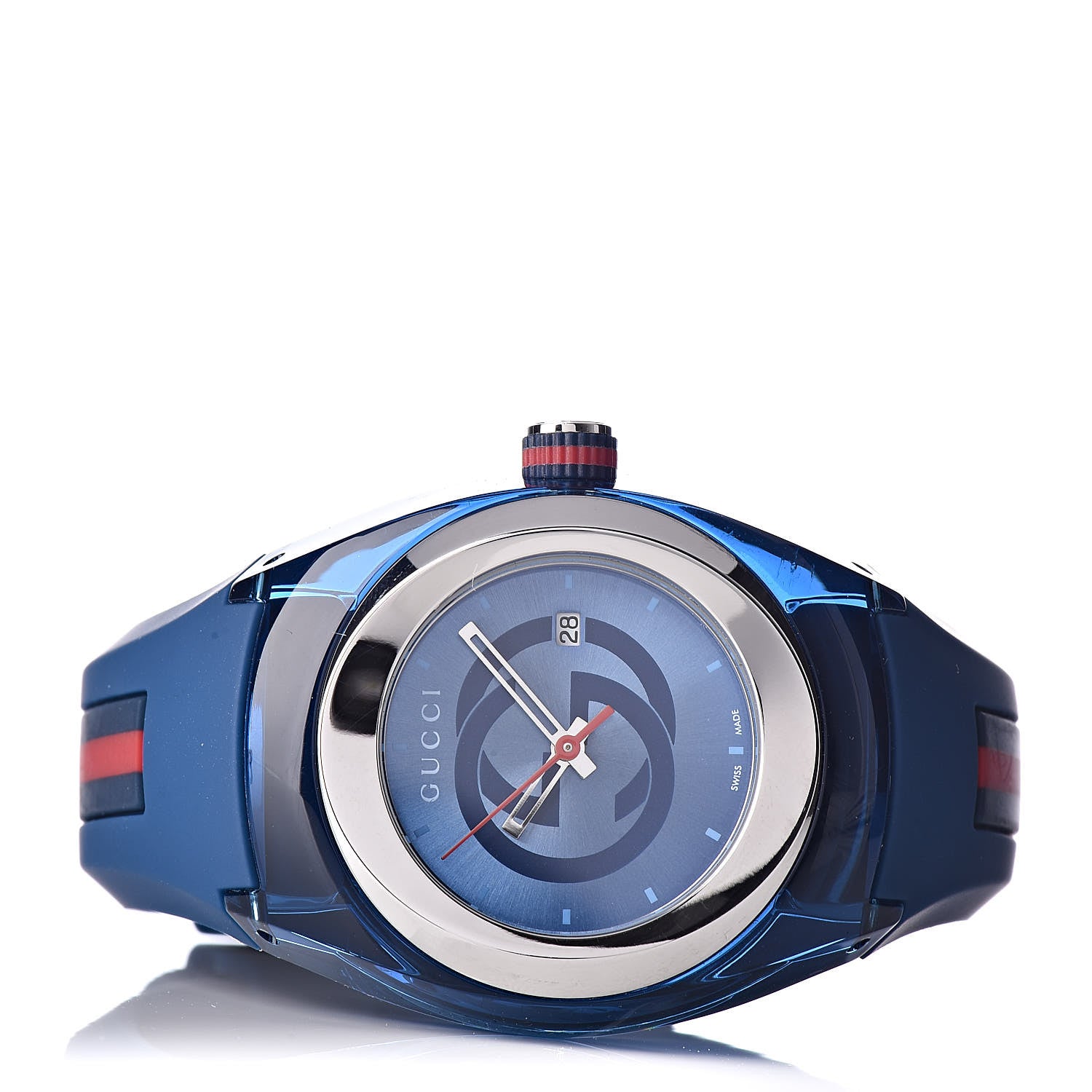 Gucci Stainless Steel Rubber 36mm Sync Web Quartz Watch Blue 3 of 7