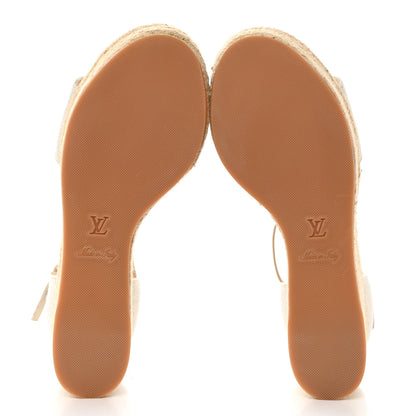 Louis Vuitton Canvas Monogram Starboard Espadrille Wedge Sandals 40 Blue 5 of 12