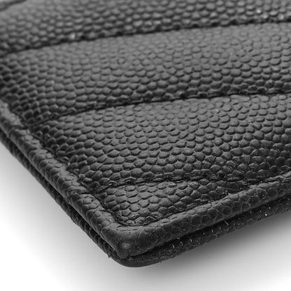 Saint Laurent Grain De Poudre Matelasse Chevron Monogram Credit Card Case Black 7 of 9