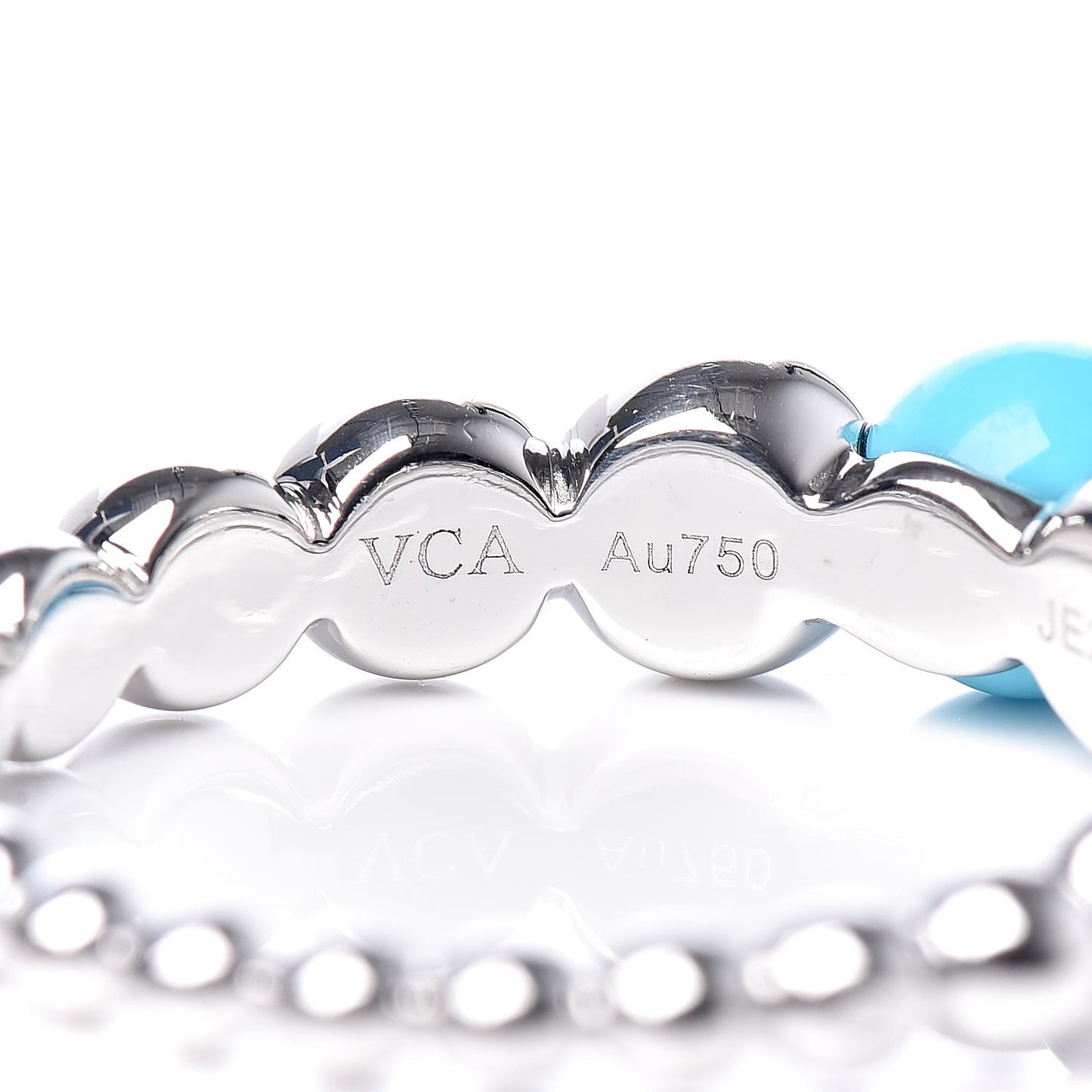 18K White Gold Turquoise Perlee Couleurs Variation Ring 56 7.5