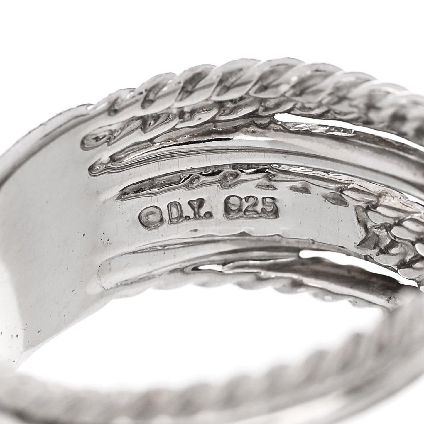 Sterling Silver Diamond 11mm Wide Crossover Cable Ring 54 7