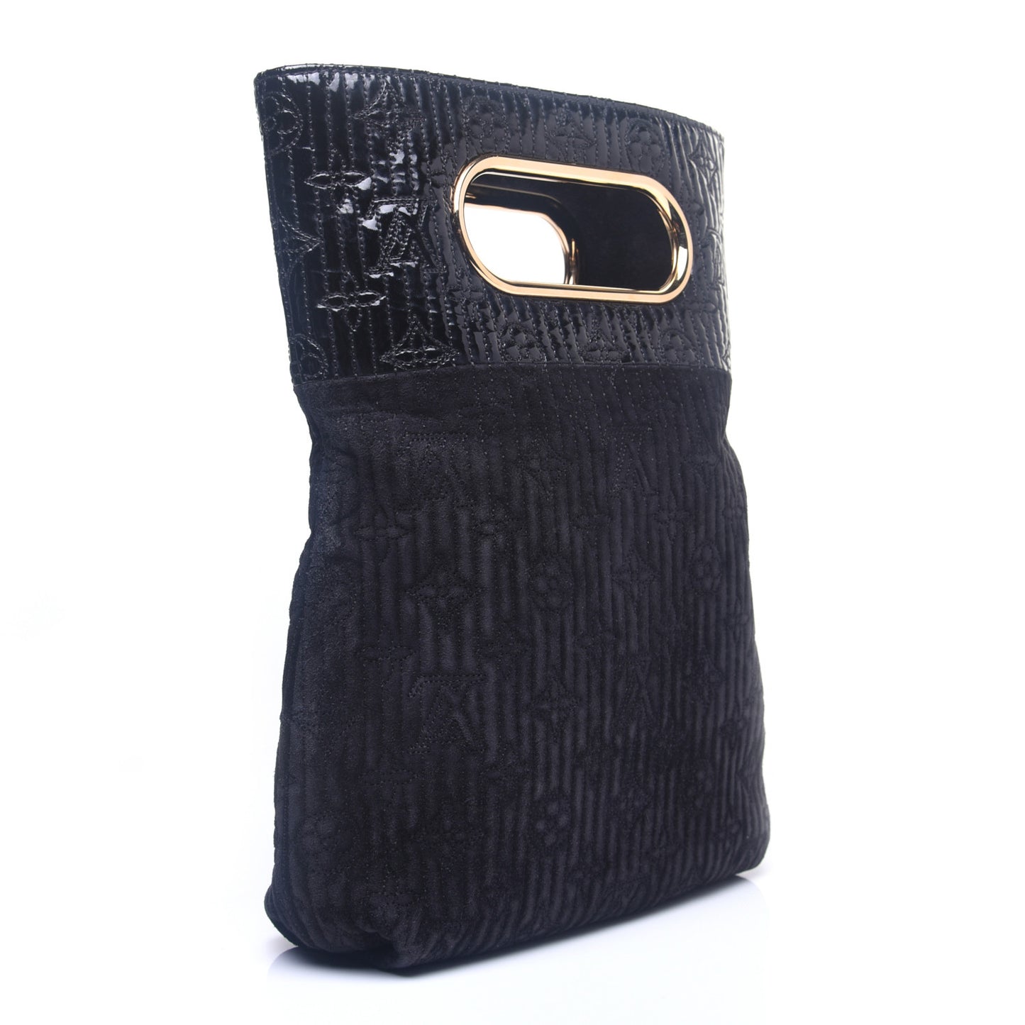 Suede Monogram Motard Afterdark Clutch Black
