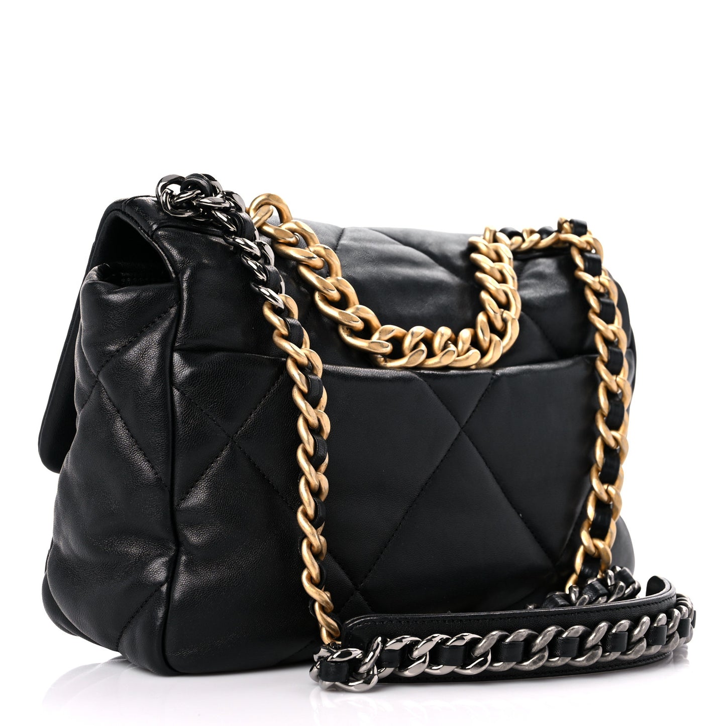Lambskin Quilted Medium Chanel 19 Flap Black