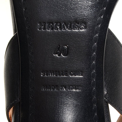 Hermes Nappa Leather Night 70 Slingback Heels 40 Black 4 of 6