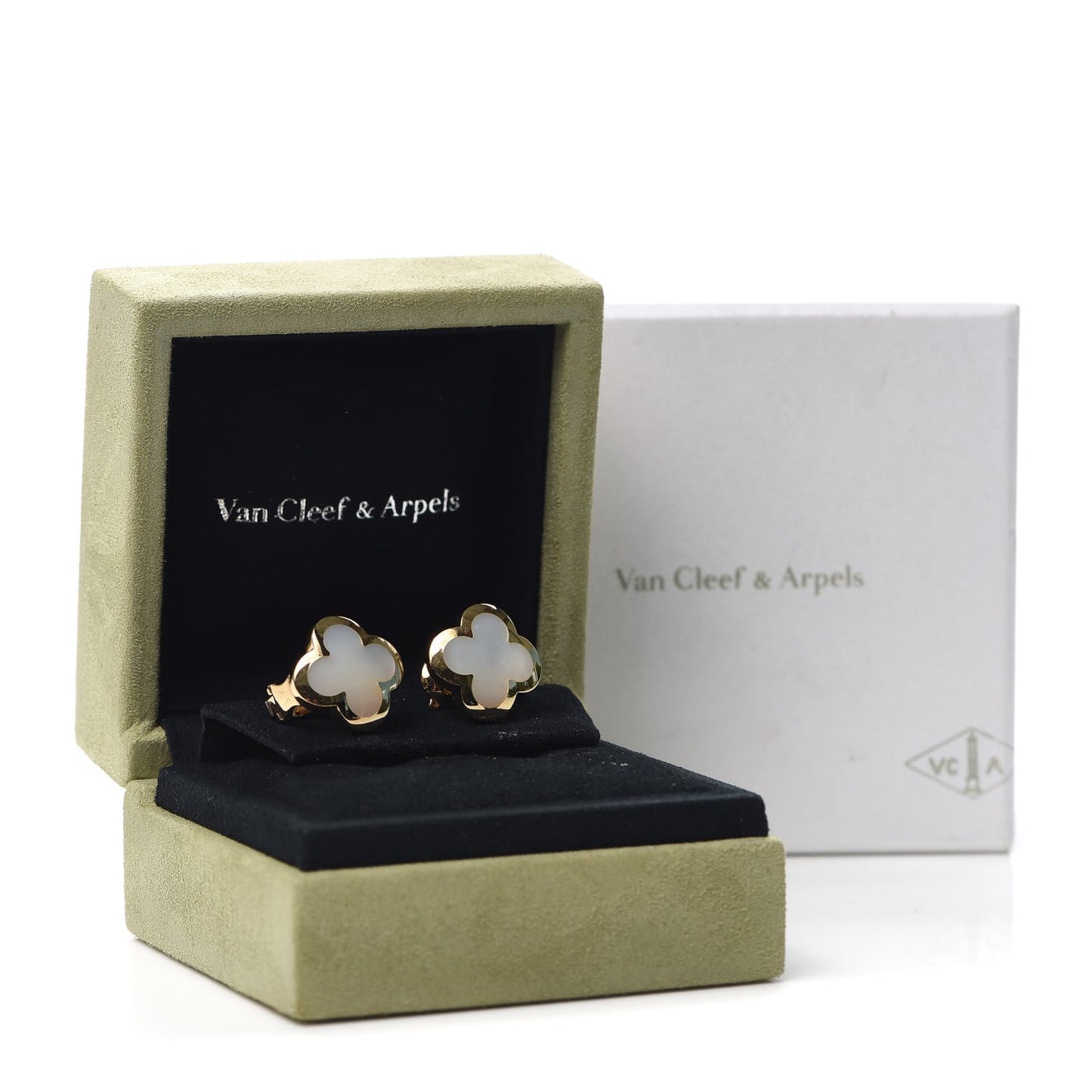 18K Yellow Gold Mother of Pearl Pure Alhambra Earrings