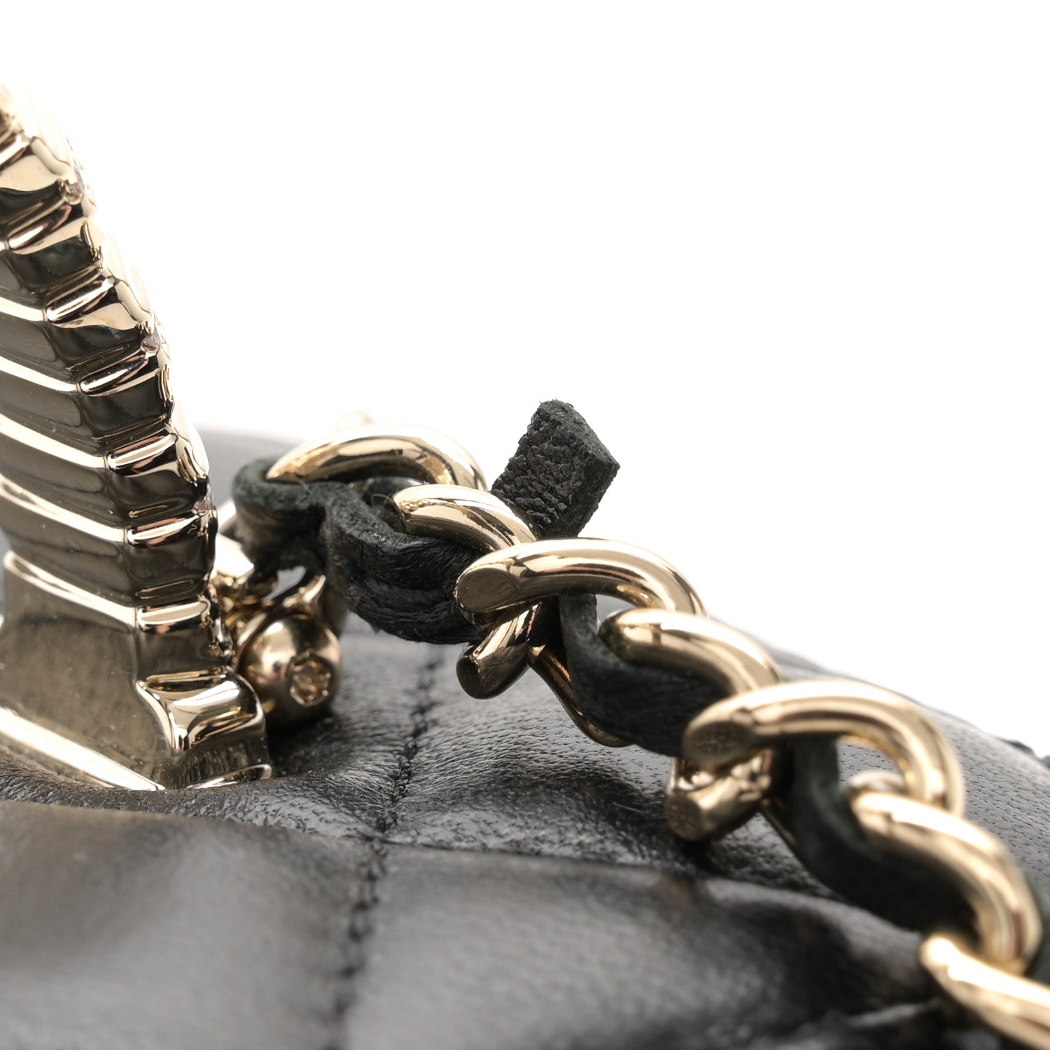 Chanel Lambskin Quilted Small Crystal Top Handle Vanity Case With Chain Black 11 of 11