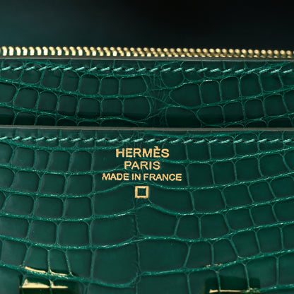 Hermes Shiny Alligator Constance Long Wallet Vert Emeraude 10 of 18