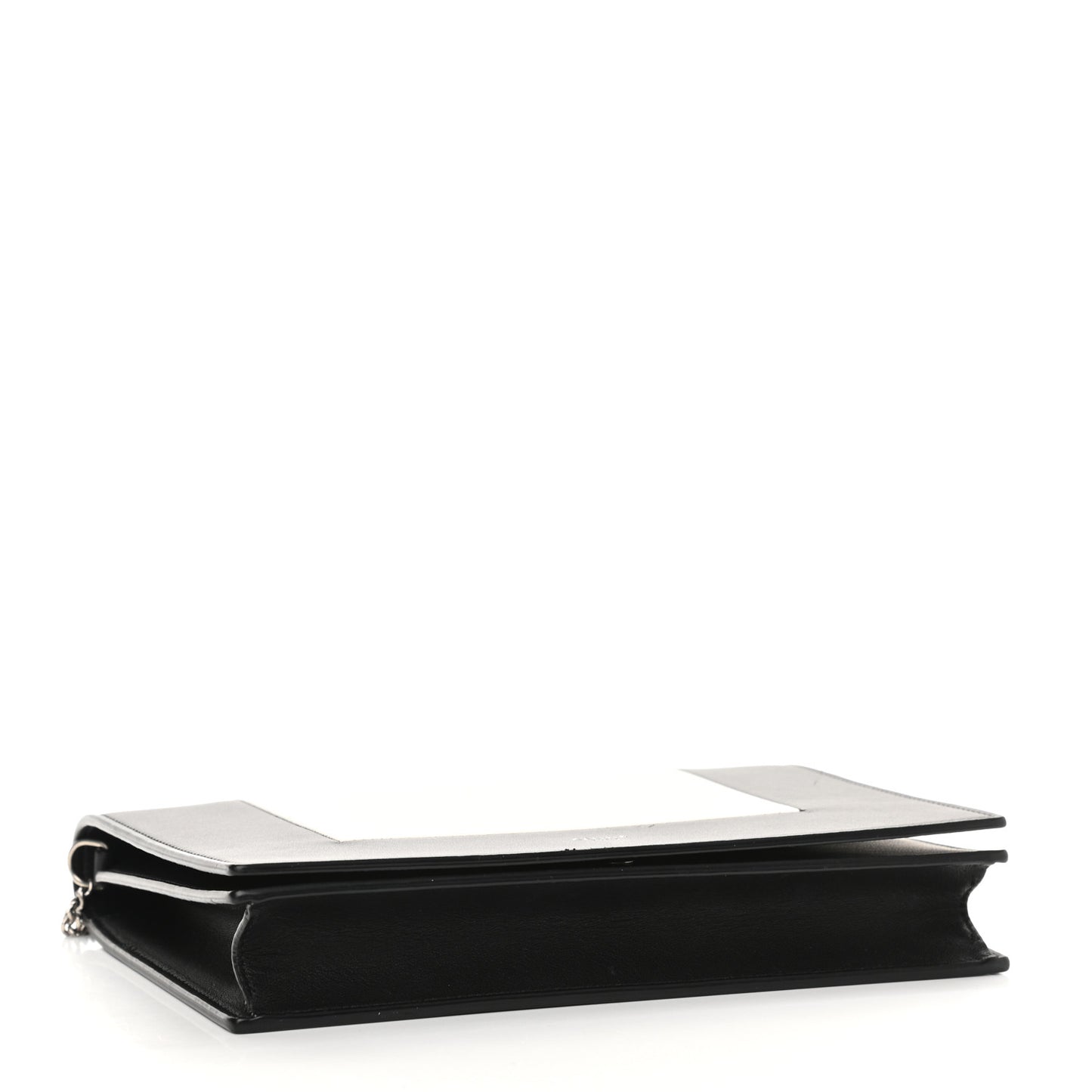 Smooth Lambskin Frame Evening Chain Clutch Black White