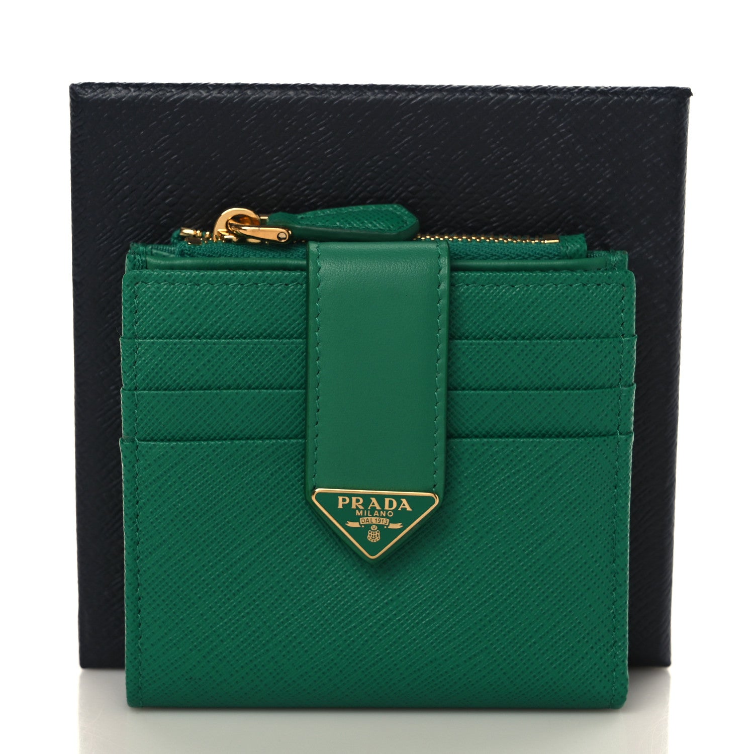 Prada Saffiano Small Triangle Wallet Mango 7 of 7
