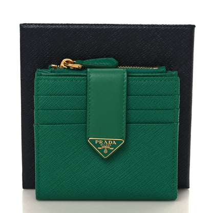 Prada Saffiano Small Triangle Wallet Mango 7 of 7