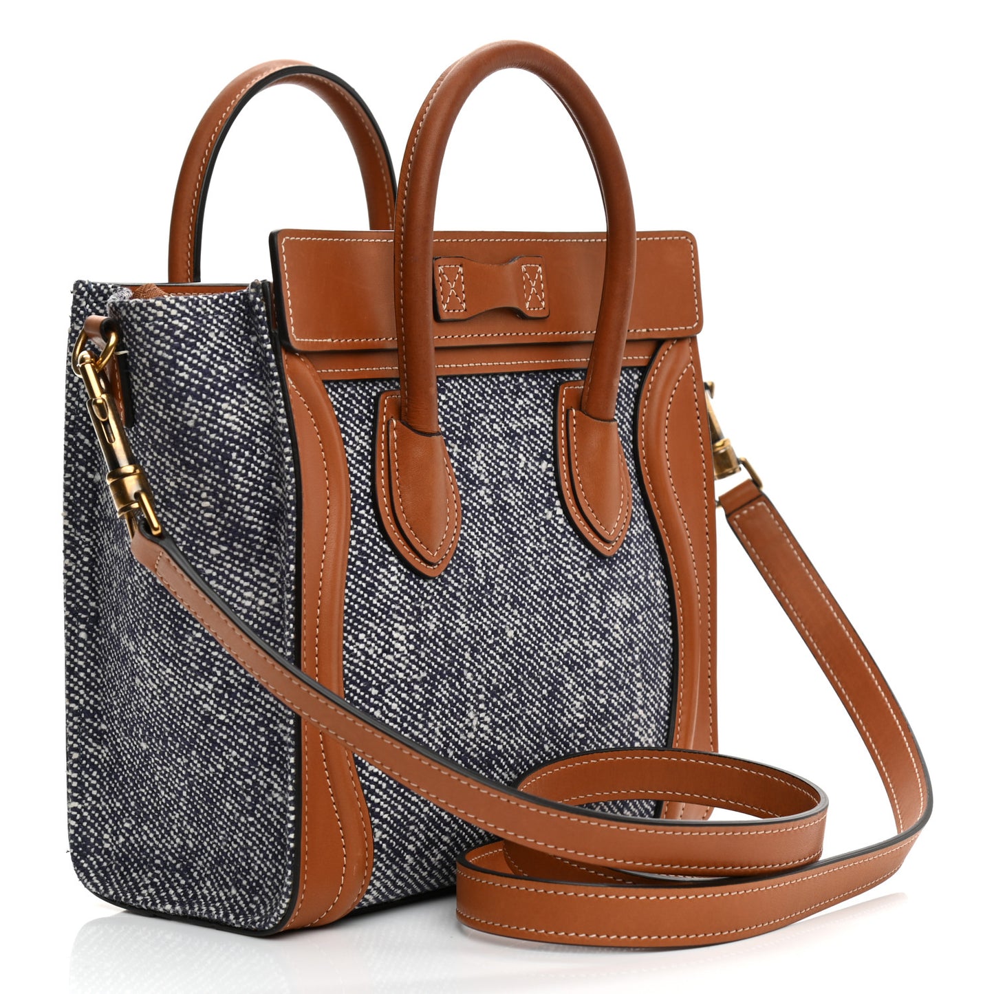 Smooth Calfskin Tweed Nano Luggage Tan