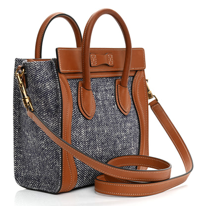 Celine Smooth Calfskin Tweed Nano Luggage Tan 3 of 12