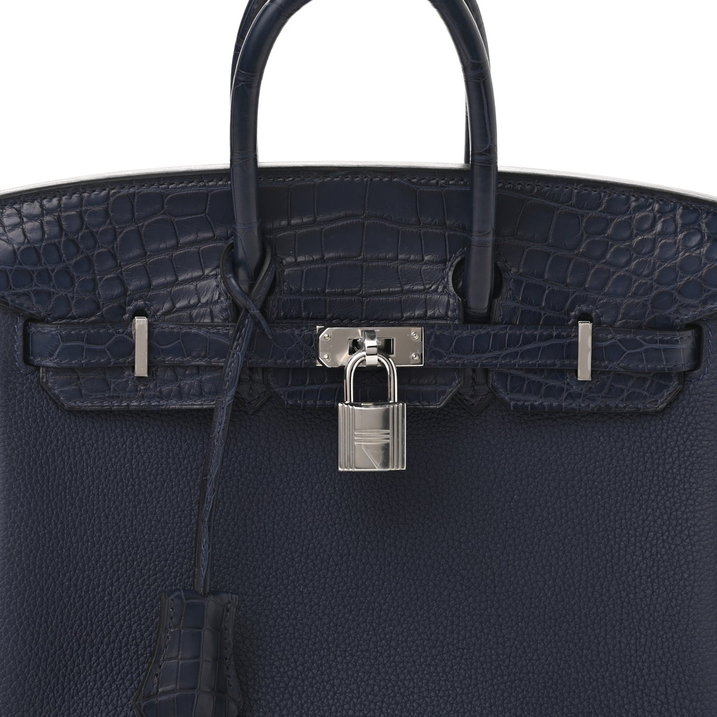Togo Matte Alligator Birkin Touch 25 Bleu Nuit Bleu Indigo