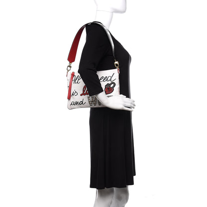 Dolce & Gabbana Calfskin All I Need is Love and Wifi Shoulder Bag White Multicolor 2 of 9