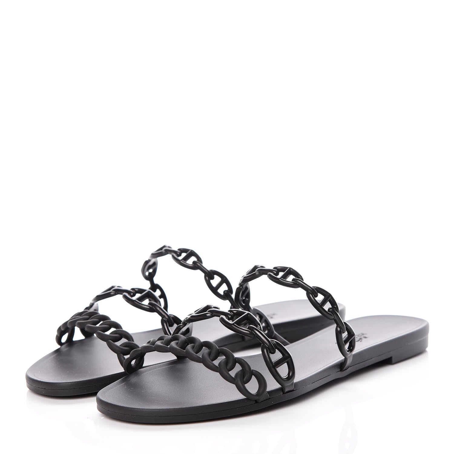 Hermes Rubber Chaine d'Ancre Rivage Sandals 38 Black 3 of 8