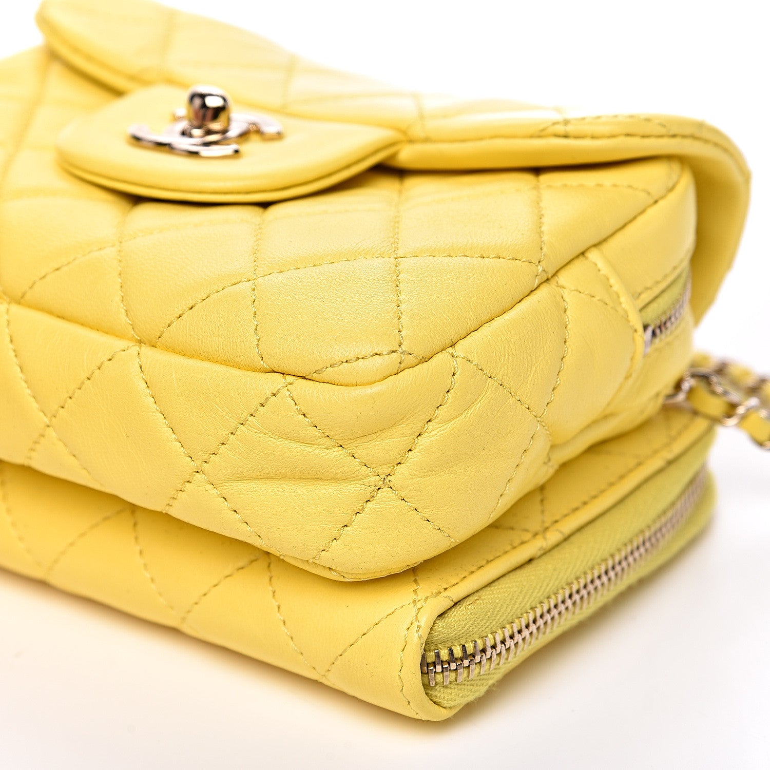 Chanel Lambskin Quilted Small Pocket Camera Case Yellow 12 of 13
