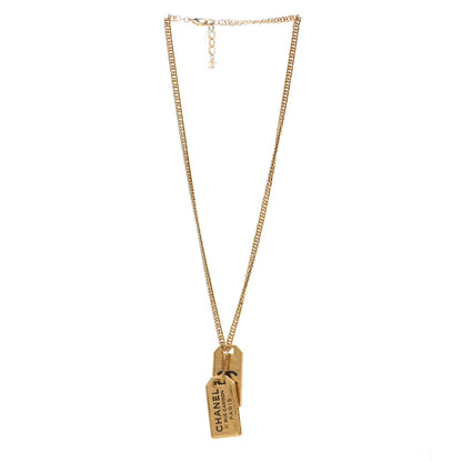Chanel ID Dog Tag Charm Necklace Gold 3 of 5