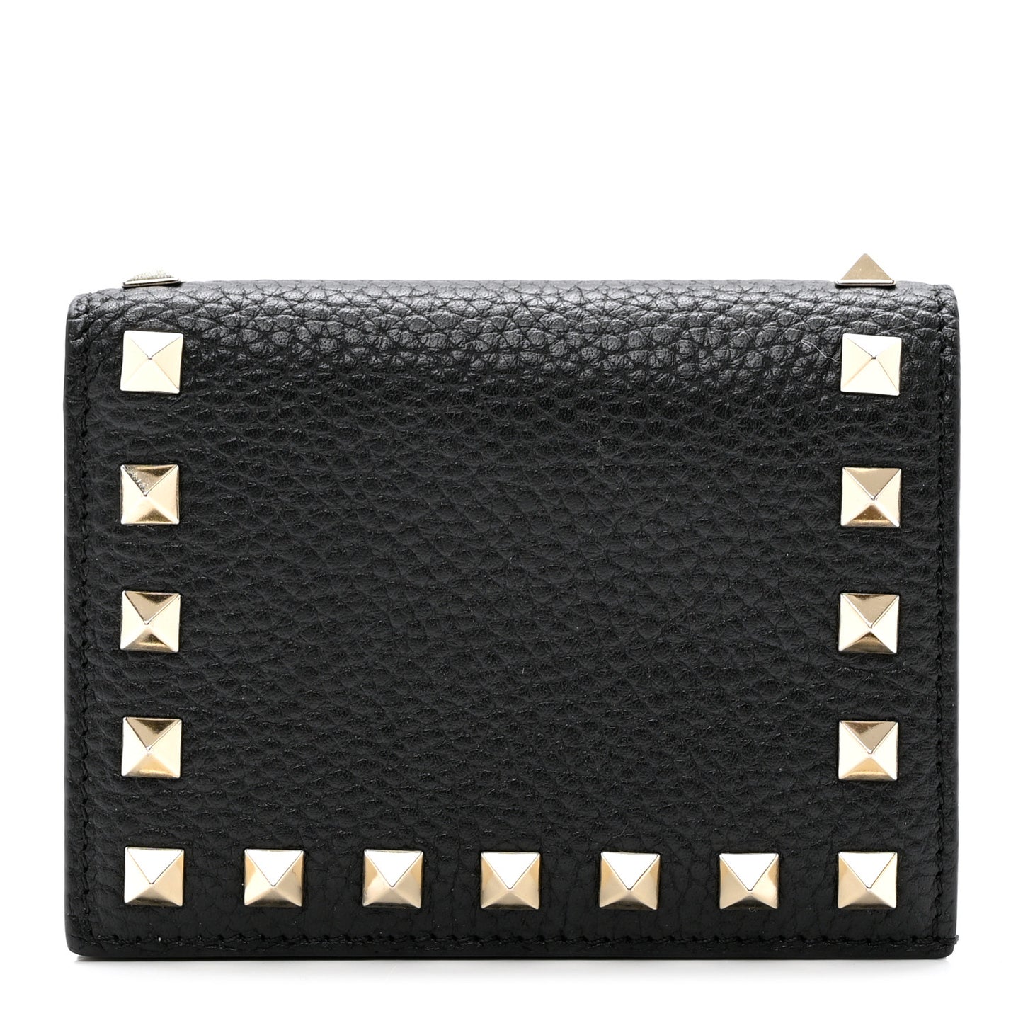 Calfskin Rockstud Bi-Fold Card Holder Black