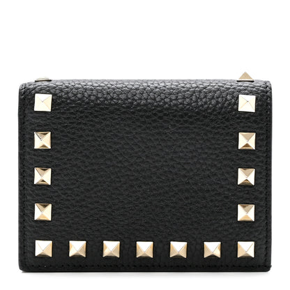 Valentino Garavani Calfskin Rockstud Bi-Fold Card Holder Black 1 of 6