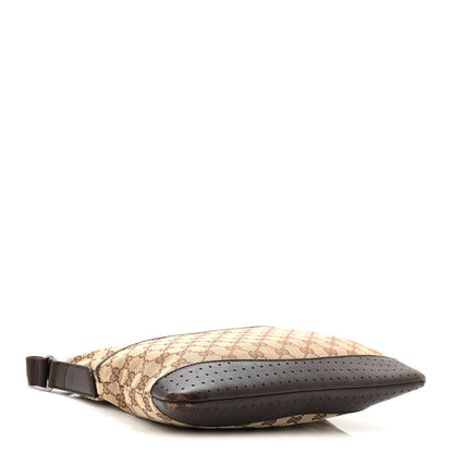 Gucci Monogram Calfskin Perforated Medium Flat Messenger Bag Dark Brown 4 of 13