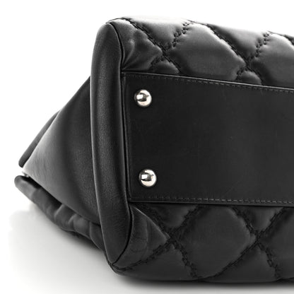 Chanel Calfskin Double Stitch Large Hamptons Flap Bag Black 9 of 10
