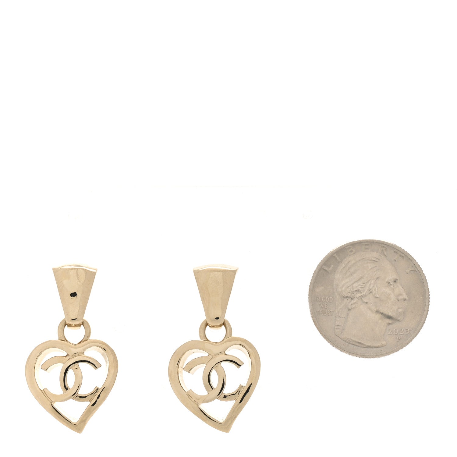 Chanel Metal CC Heart Coco In Love Drop Earrings Gold 2 of 5