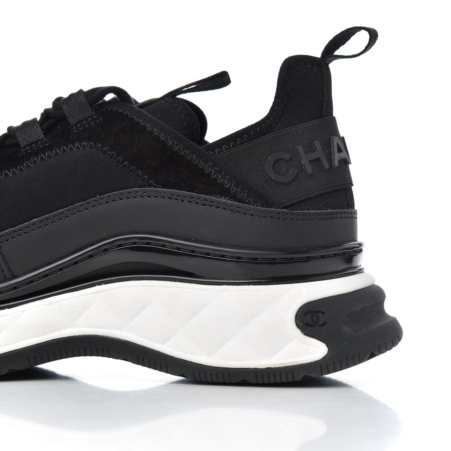 Chanel Velvet Calfskin Mixed Fibers CC Sneakers 38.5 Black 9 of 17