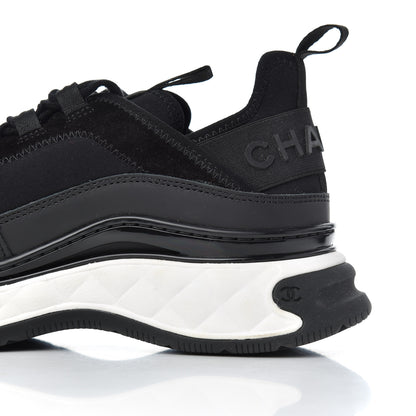 Chanel Velvet Calfskin Mixed Fibers CC Sneakers 38.5 Black 9 of 17