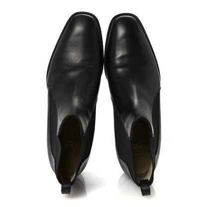 Christian Louboutin Calfskin Ingrassato Womens Marmada Flat Chelsea Boots 39.5 Black 2 of 8