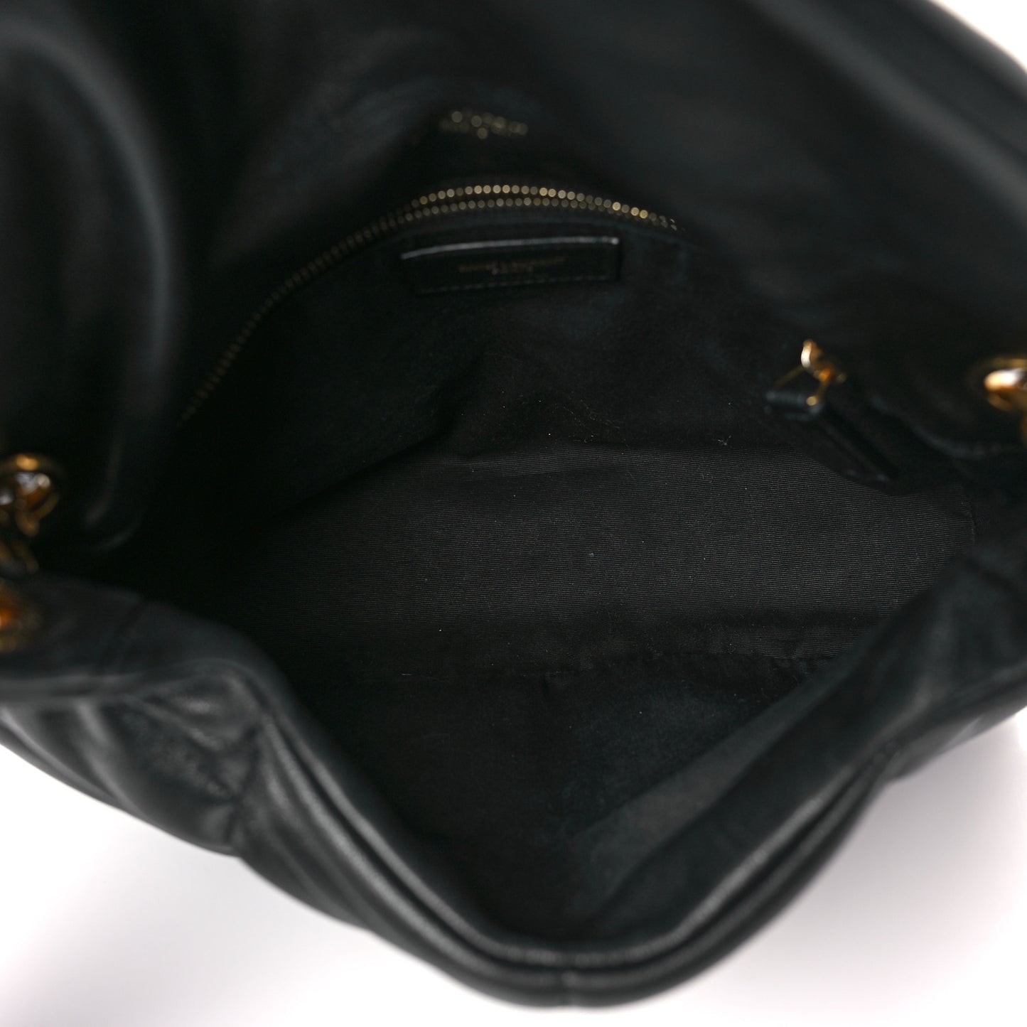 Lambskin Quilted Small Loulou Puffer Monogram Chain Satchel Black