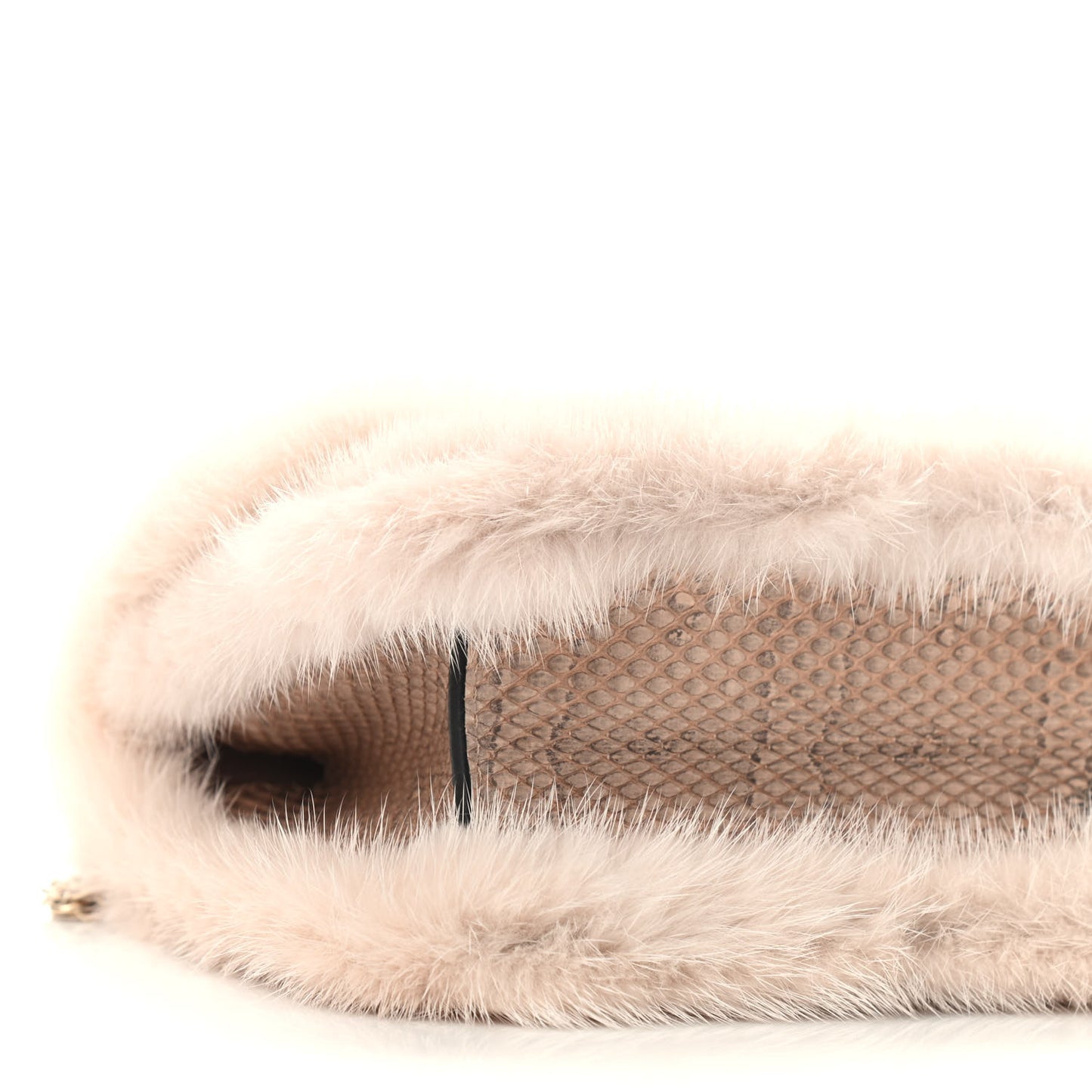 Mink Fur Snakesin Small Glam Lock Rockstud Flap Pink