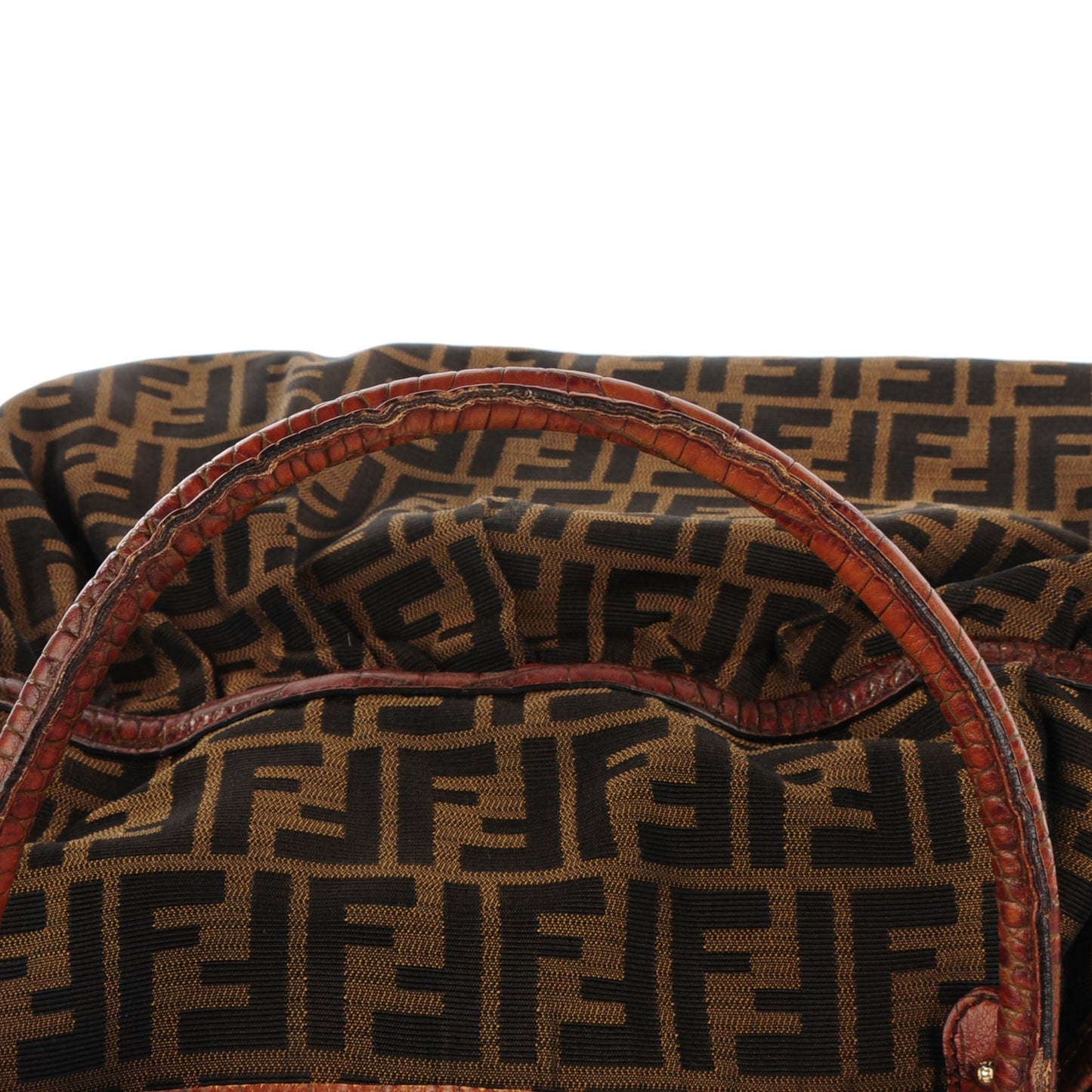 Zucca Calfskin Crocodile Embossed Large Chef Shopper Tote Tobacco