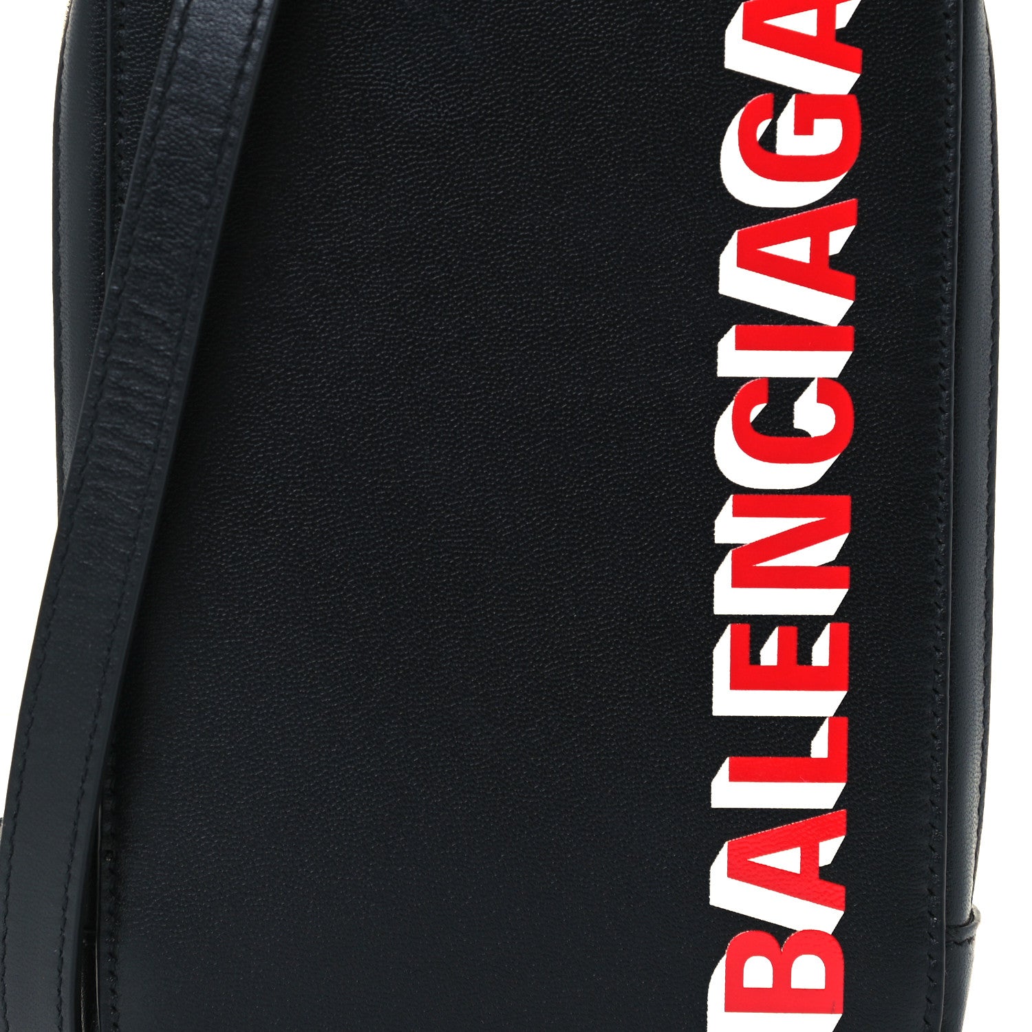 Balenciaga Smooth Calfskin 3D Logo Cash Phone Holder Bag Black Red White 8 of 11