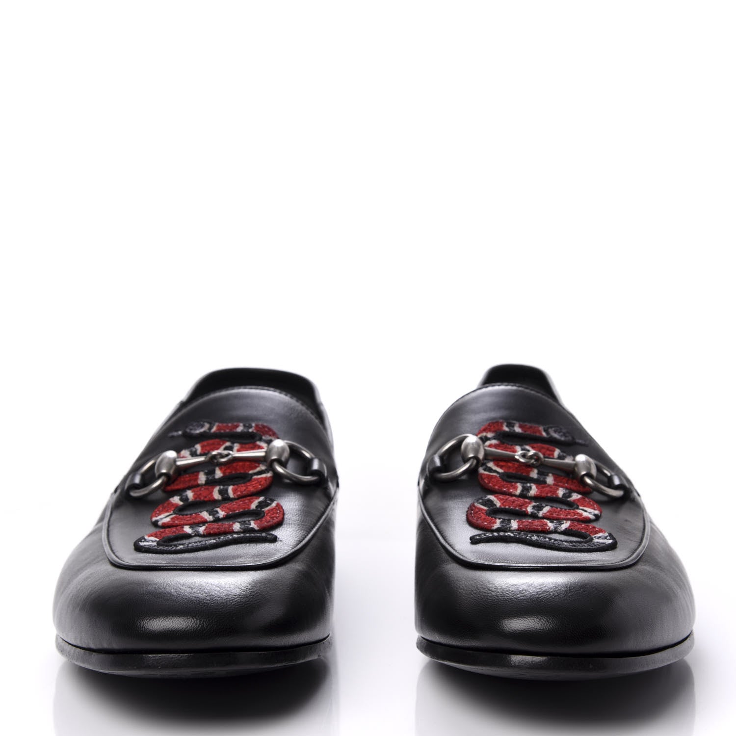 Gucci Lambskin Kingsnake Embroidered Mens Brixton Horsebit Loafers 9.5 Black 2 of 11