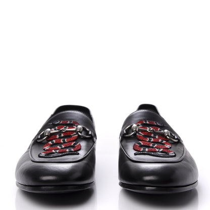 Gucci Lambskin Kingsnake Embroidered Mens Brixton Horsebit Loafers 9.5 Black 2 of 11