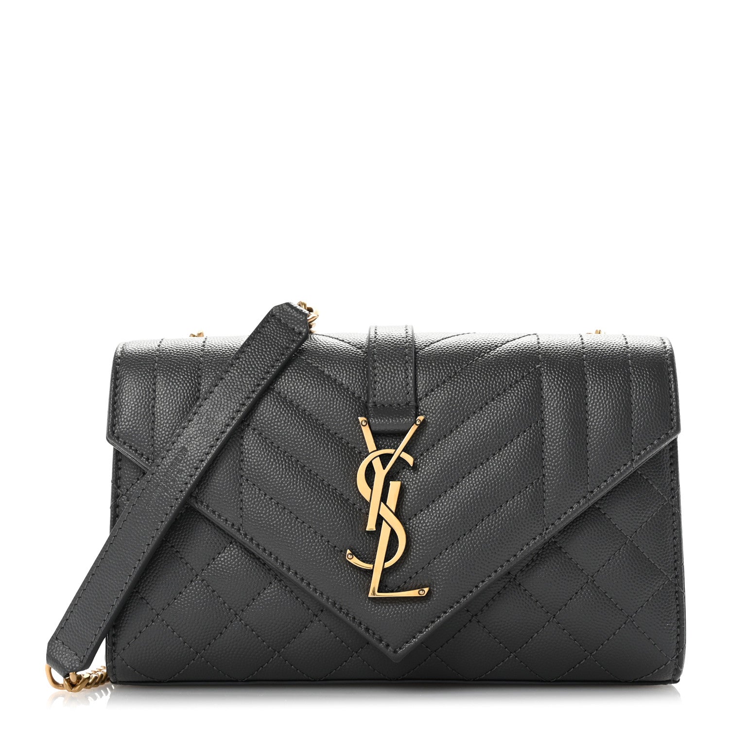 Saint Laurent Grain De Poudre Textured Mixed Matelasse Triquilt Small Monogram Satchel Pebble 1 of 11