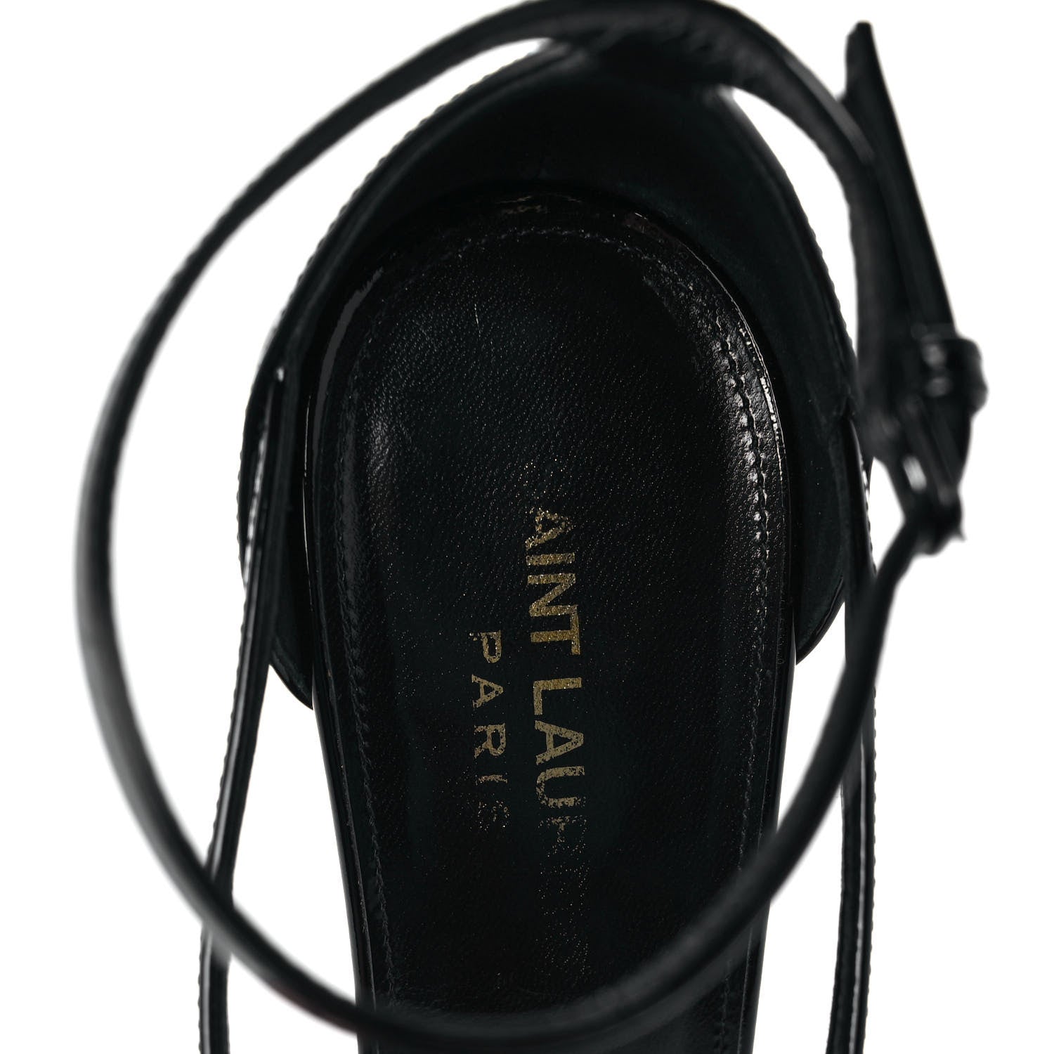 Saint Laurent Patent Cassandra 100 Ankle Strap Sandals 38.5 Black 7 of 8