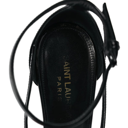 Saint Laurent Patent Cassandra 100 Ankle Strap Sandals 38.5 Black 7 of 8