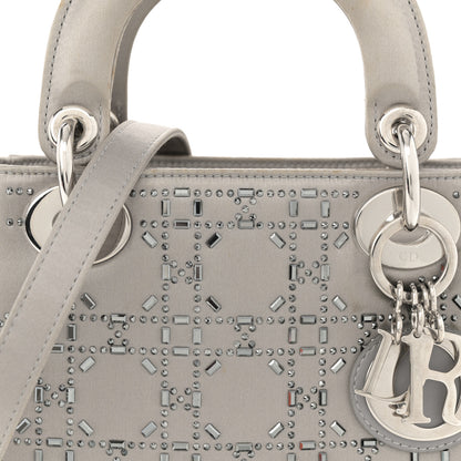 Christian Dior Satin Crystal Cannage Mini Lady Dior Gray 8 of 13