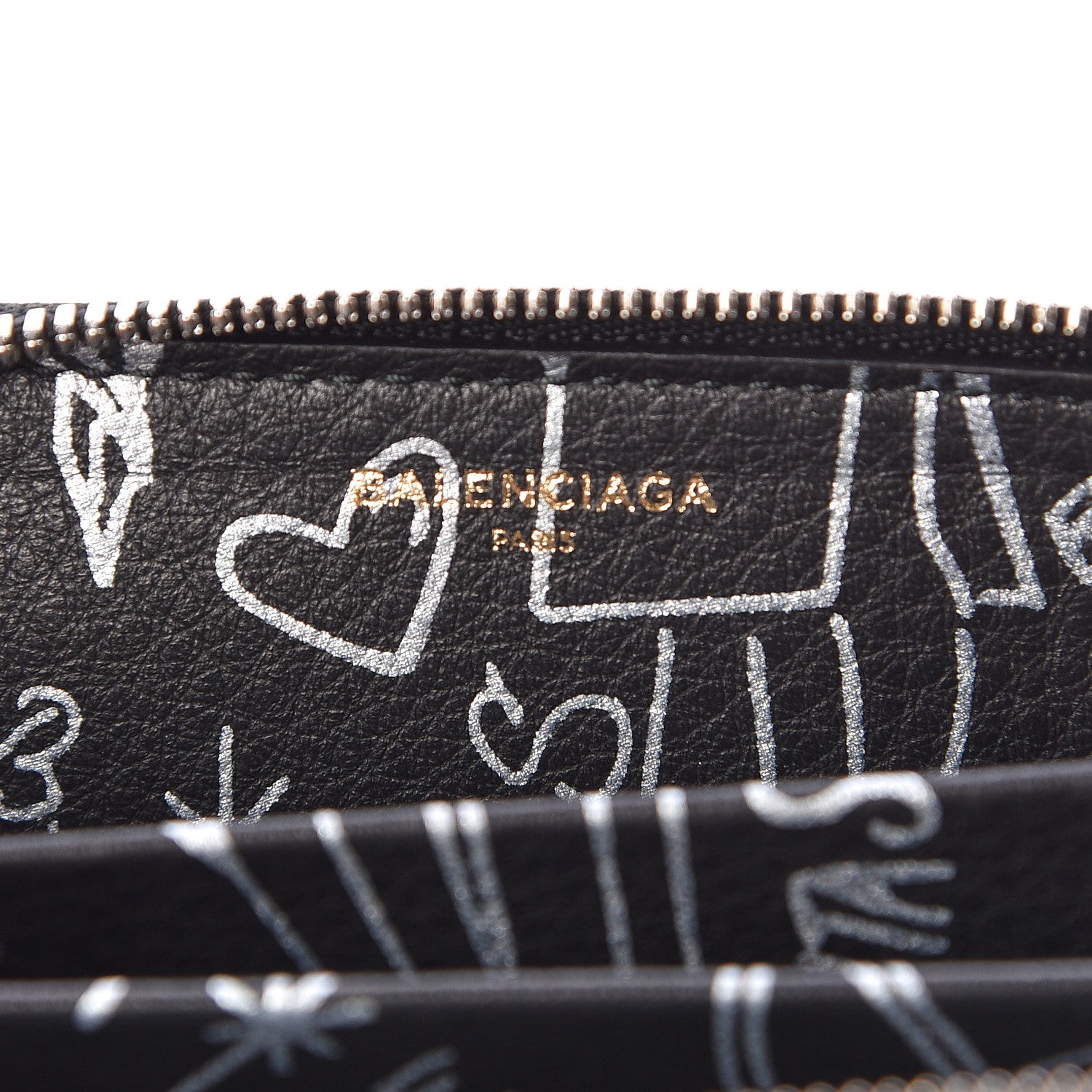 Balenciaga Calfskin Printed Tattoo Card Case Black 6 of 6