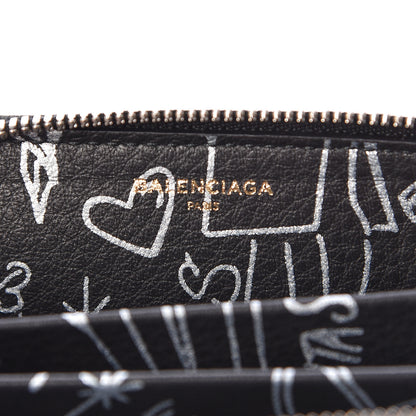 Balenciaga Calfskin Printed Tattoo Card Case Black 6 of 6