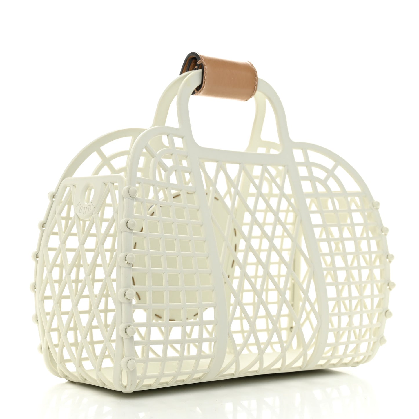 Recycled Plastic Vitello Liberty Matte Small Fendi Basket White Ice Miele Scuro