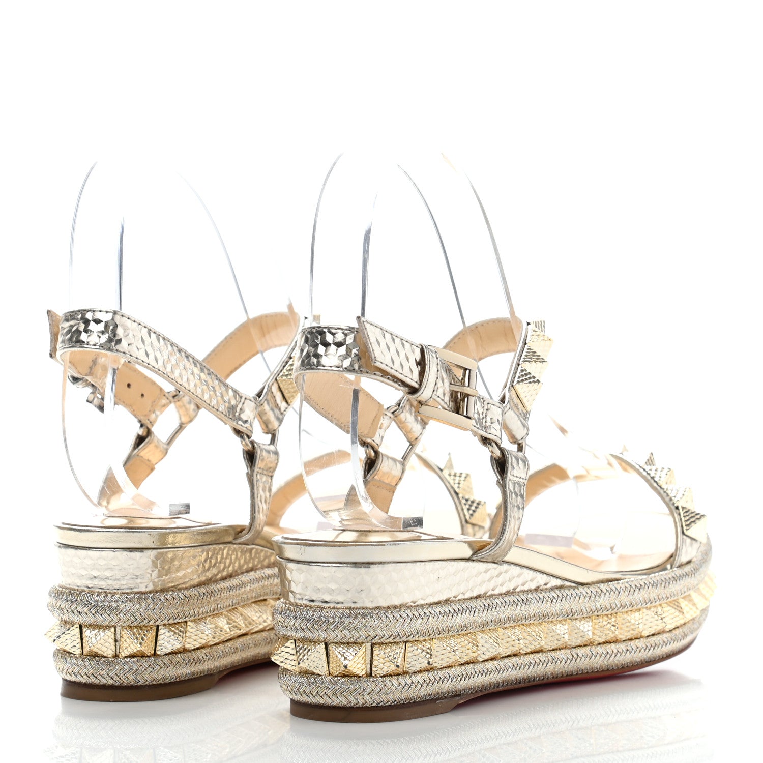 Christian Louboutin Calfskin Cubiste Pyraclou 60 Platform Sandals 36 Platine 4 of 11