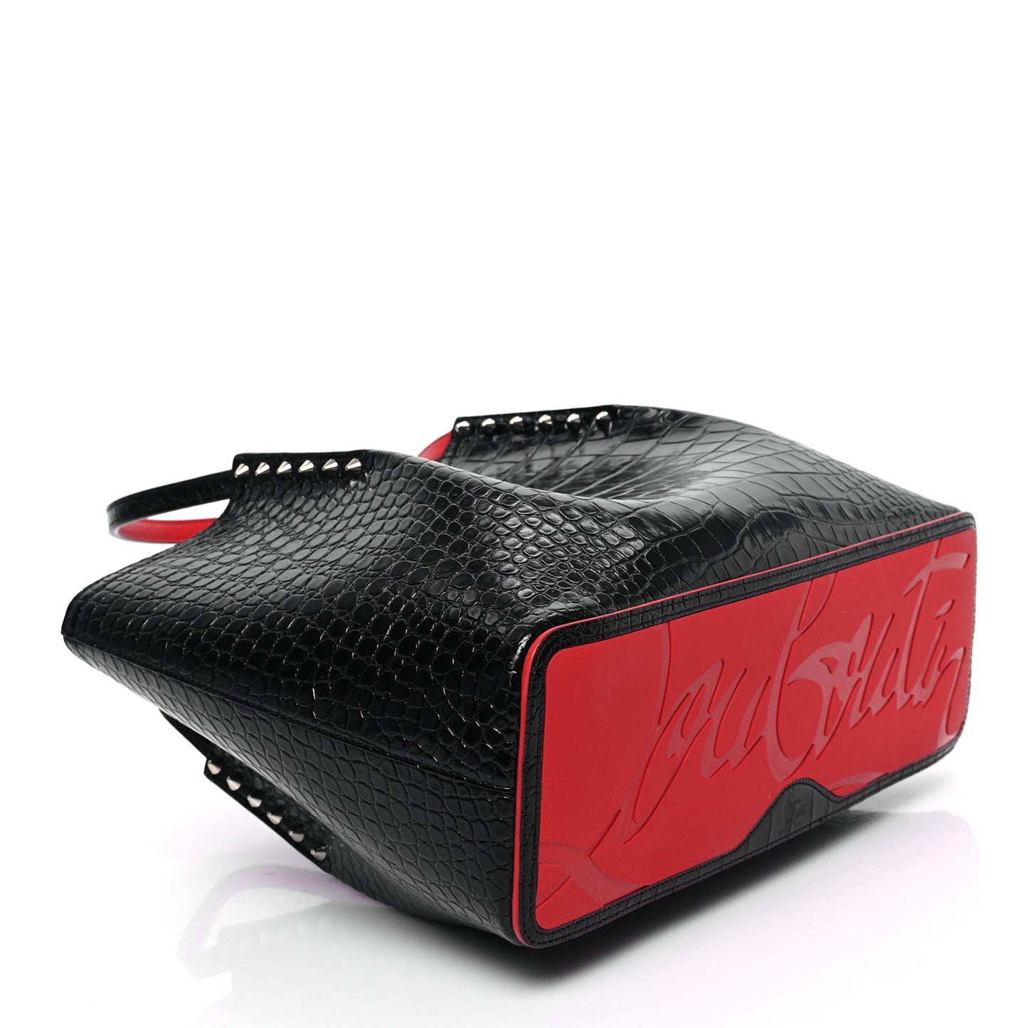 Calfskin Crocodile Embossed Spikes Small Cabarock Black
