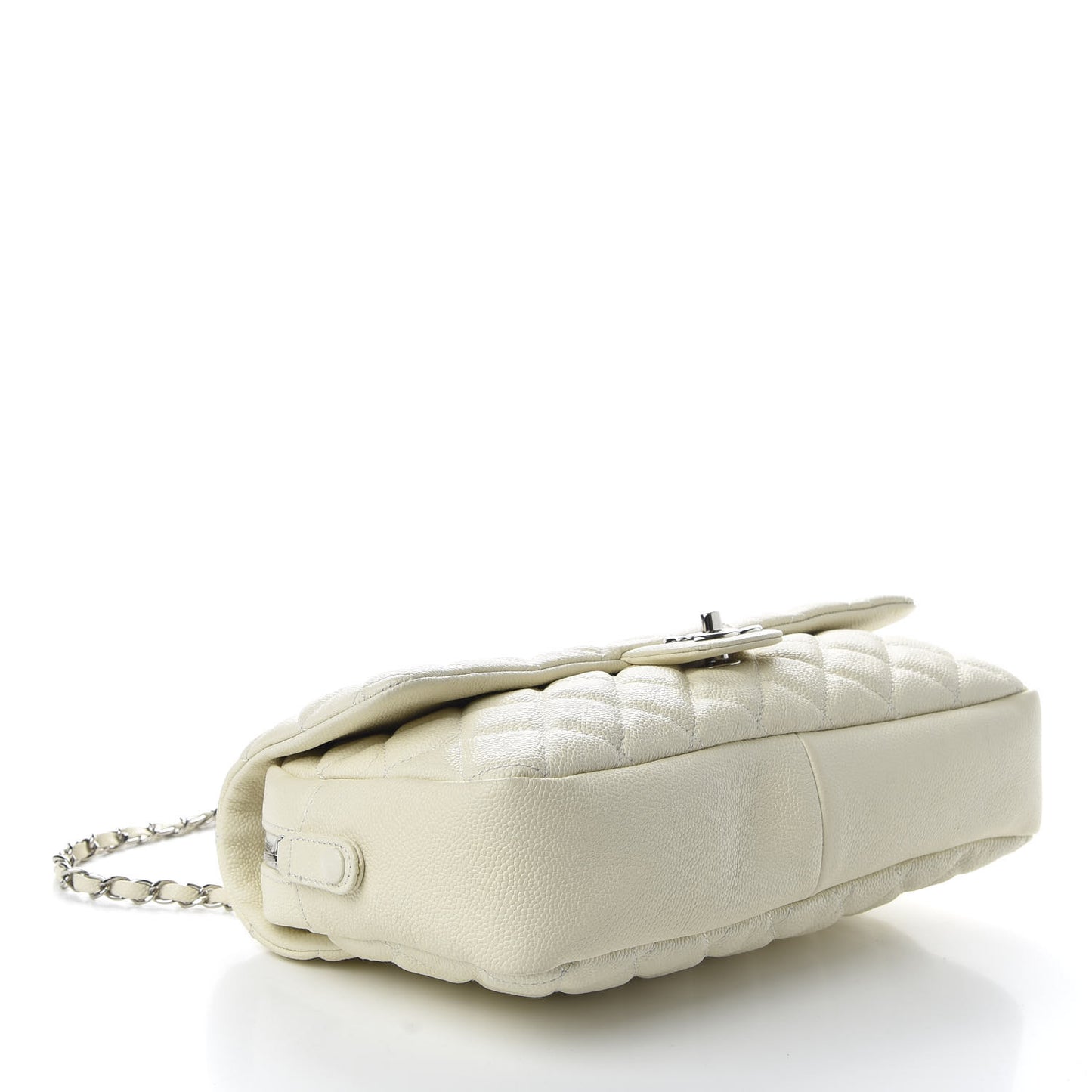 Caviar Quilted Jumbo Easy Flap Dark White