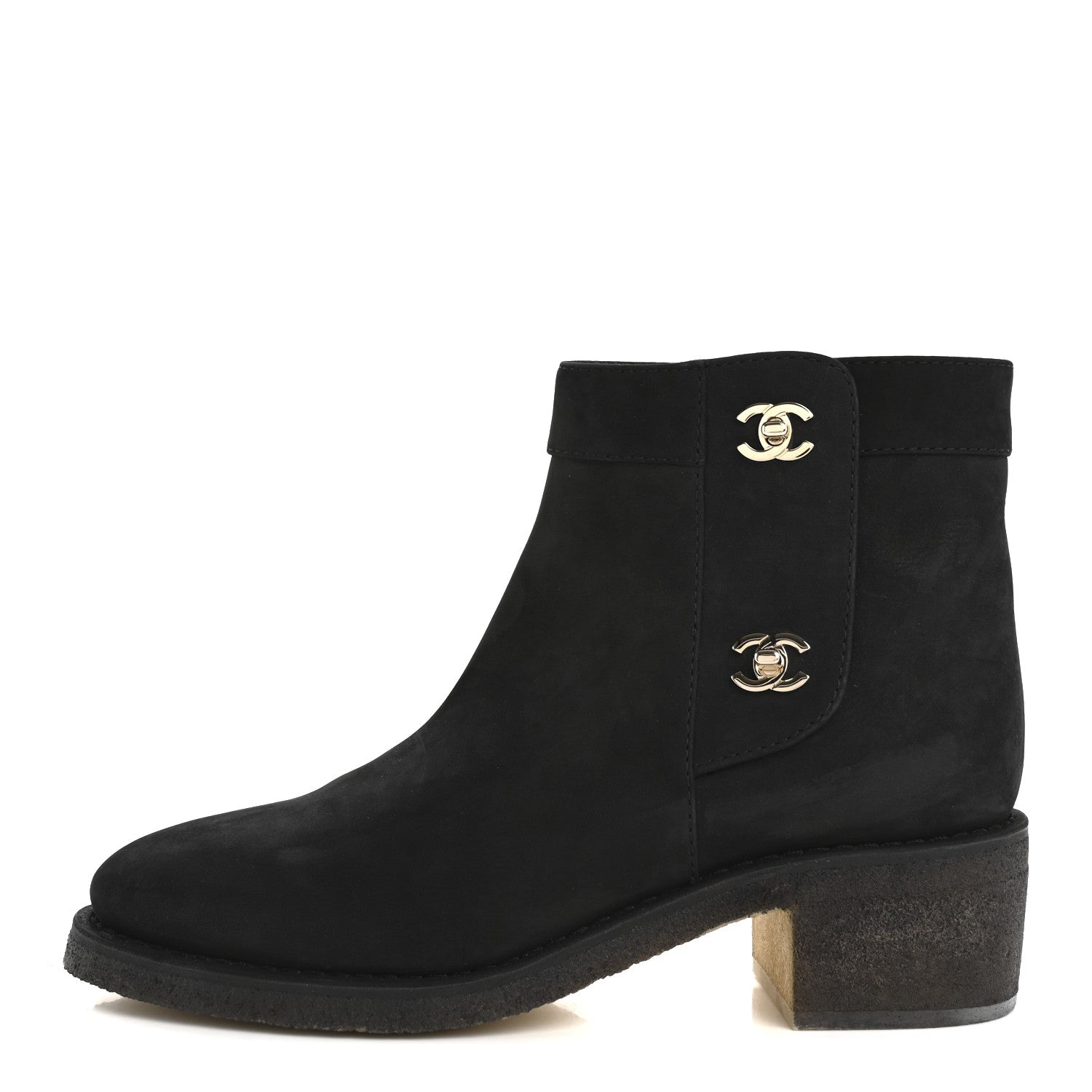 Chanel Suede Calfskin CC Turnlock Short Boots 39.5 Black 1 of 10