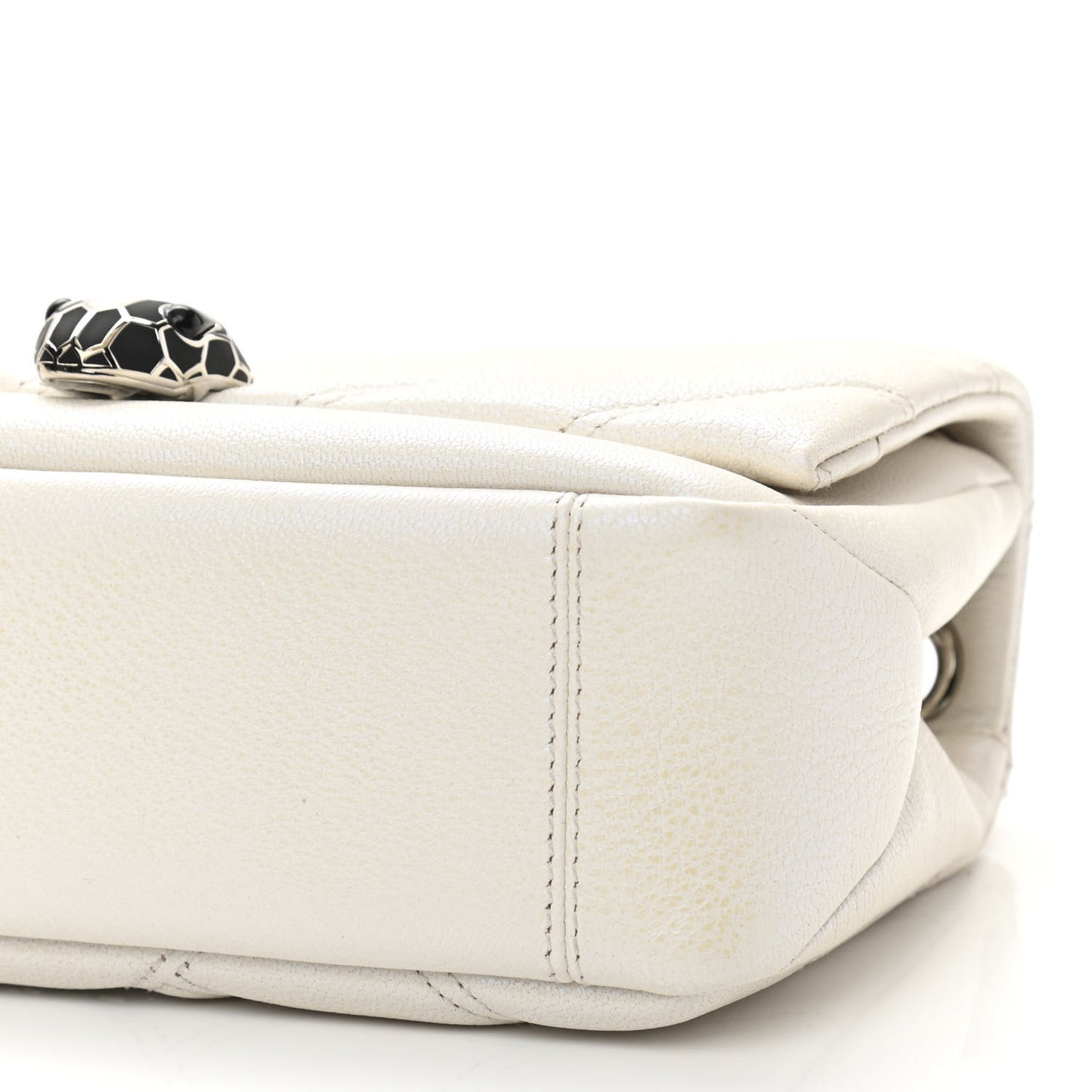 Calfskin Matelasse Small Serpenti Cabochon Shoulder Bag White