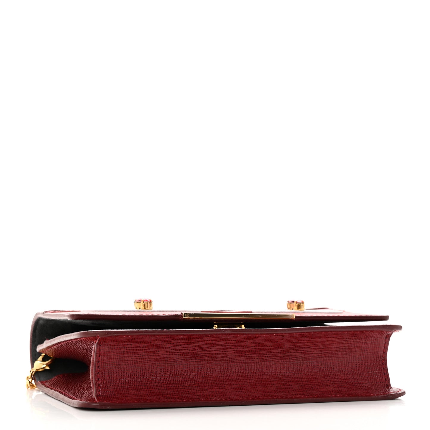 Vitello Elite Crystal Fendi Loves Monster Eyes Tube Wallet on Chain Rosso Scuro Multicolor