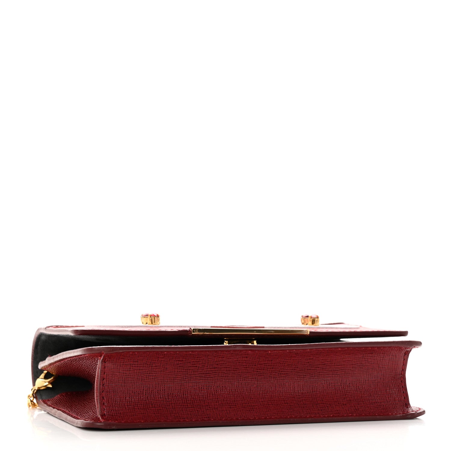 Fendi Vitello Elite Crystal Fendi Loves Monster Eyes Tube Wallet on Chain Rosso Scuro Multicolor 4 of 16