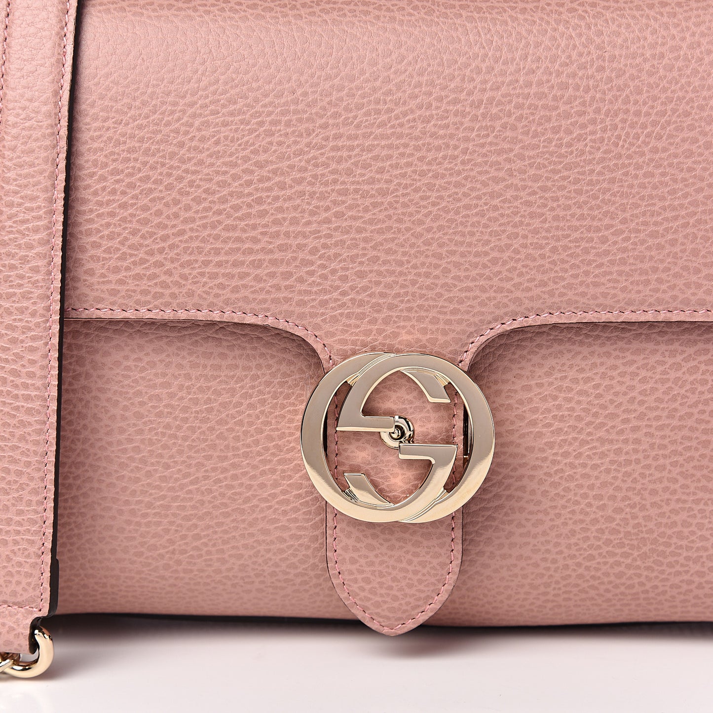 Dollar Calfskin Interlocking G Top Handle Shoulder Bag Soft Pink